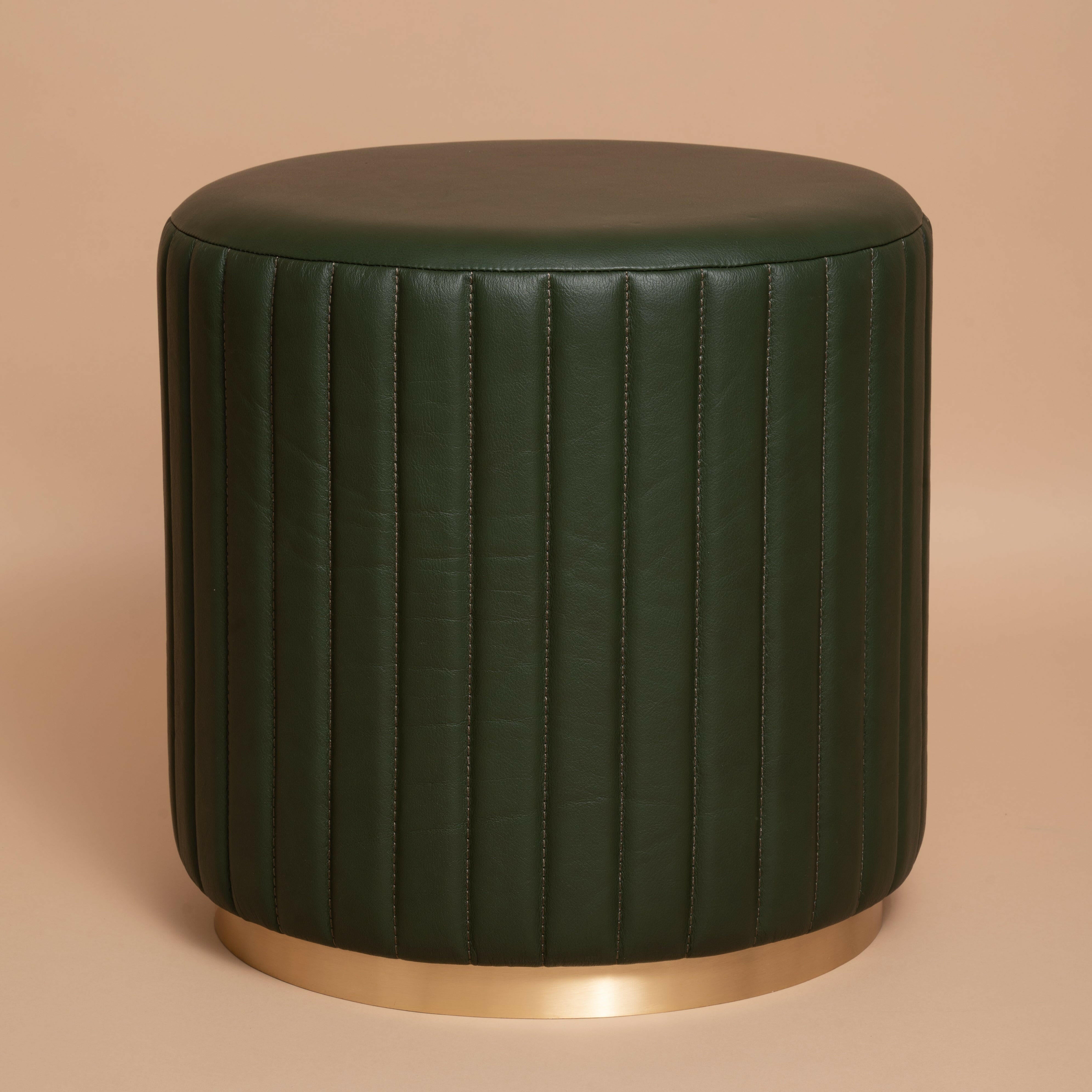 Linear Round Ottoman Olive Green - Three Sixty