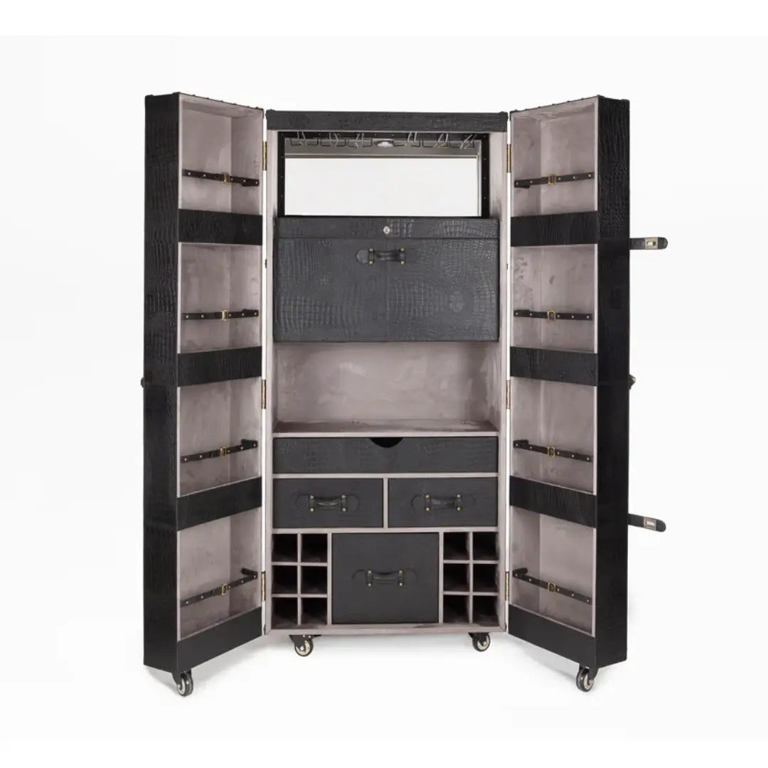 Artemis Croco Tall Leather Bar Black - Three Sixty Life