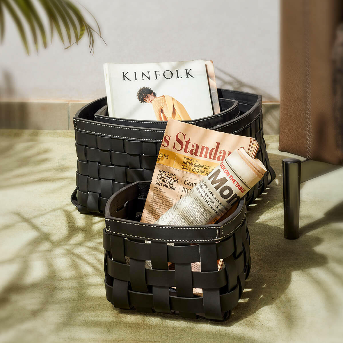 Storage Baskets Set of 3 Black