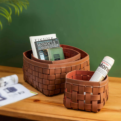 Storage Baskets Set Of 3 Cognac