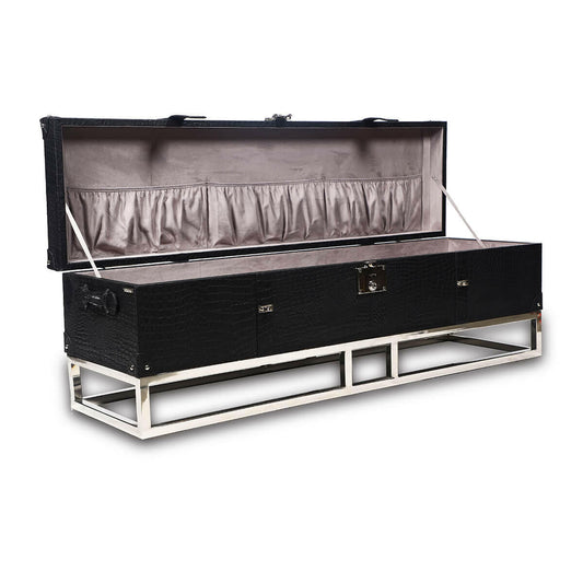 Genuine Leather Console Table In Black Colour