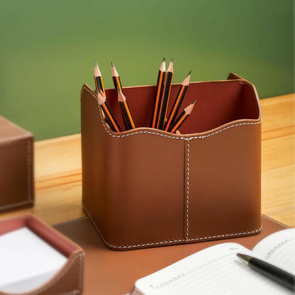 Multi Storage Desk Organizer Cognac