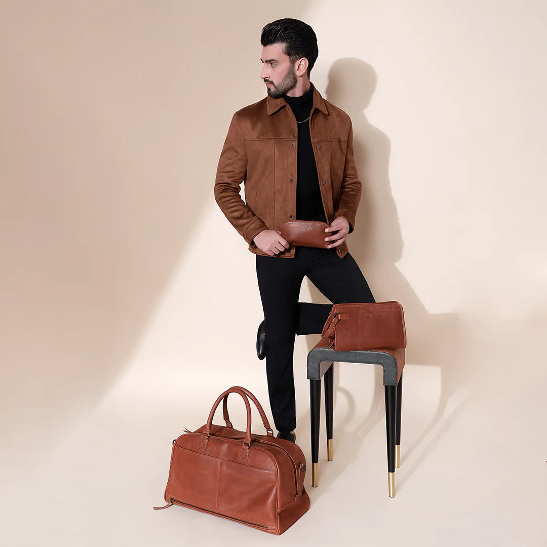 Duffle  Bag Cow Wash Genuine Leather Tan