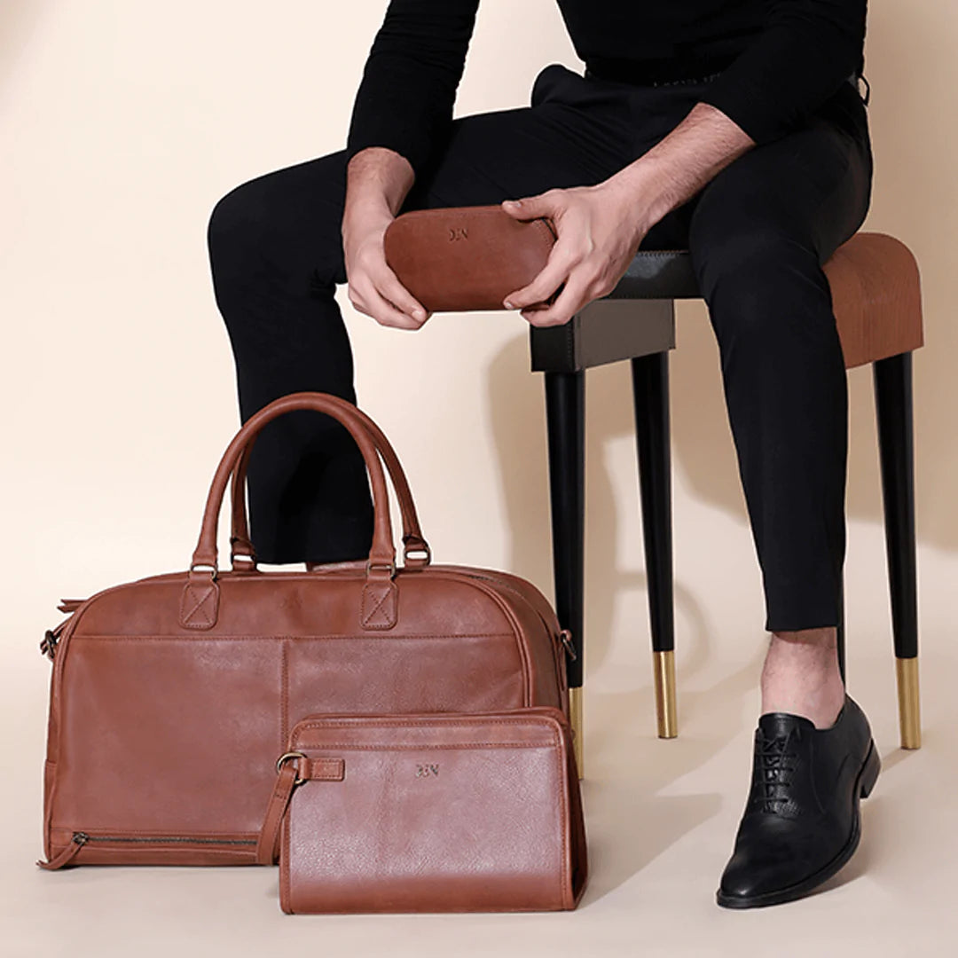Duffle  Bag Cow Wash Genuine Leather Tan
