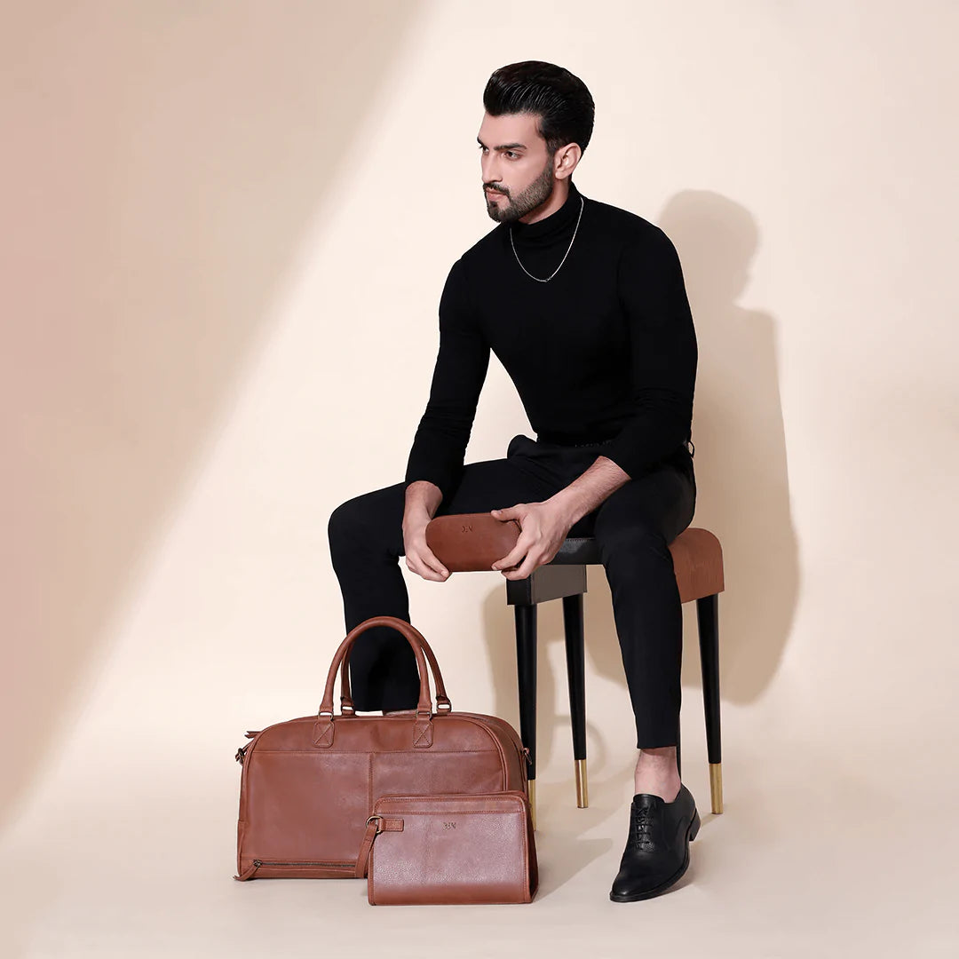 Duffle  Bag Cow Wash Genuine Leather Tan