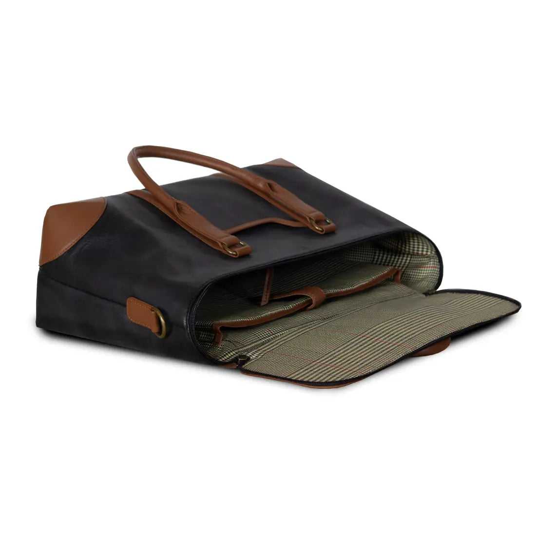 Duffle Bag Genuine Leather Black & Brown