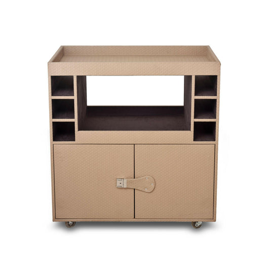 Double Door Bar Trolley Beige