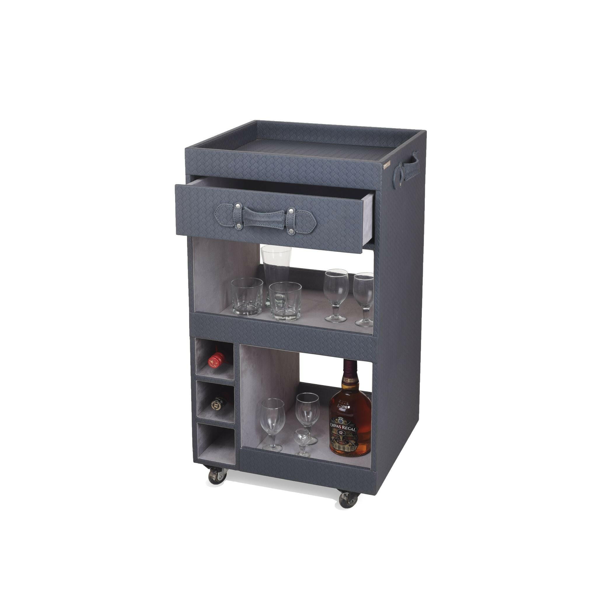 Single Drawer Bar Trolley Grey