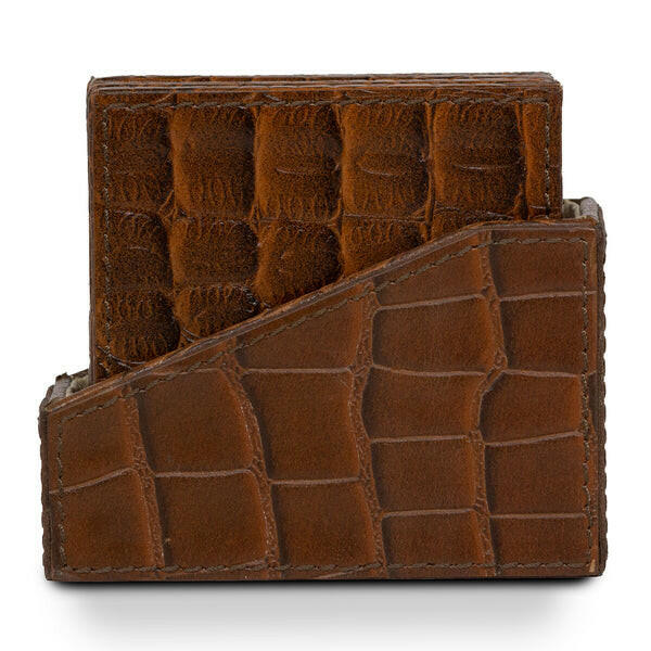 Eden Coaster Set of 4 In Genuine Croco Leather Tan