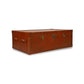 Genuine Leather Centre Table With Trunk Storage In Tan Color