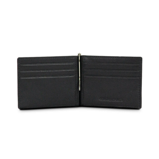 Genuine Leather Money Clip Wallet Black