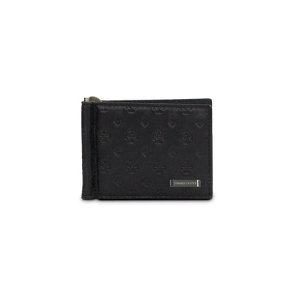 Genuine Leather Money Clip Wallet Black