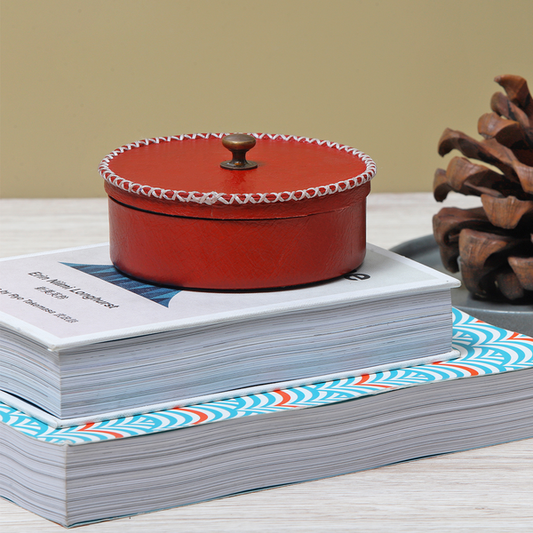 Scented Candle with Red Leather Cladding