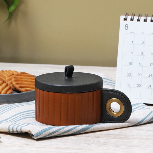 Scented Candle with Tan Leather Cladding