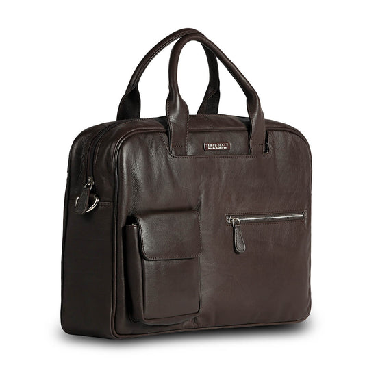 Genuine Leather Laptop Bag, Brown