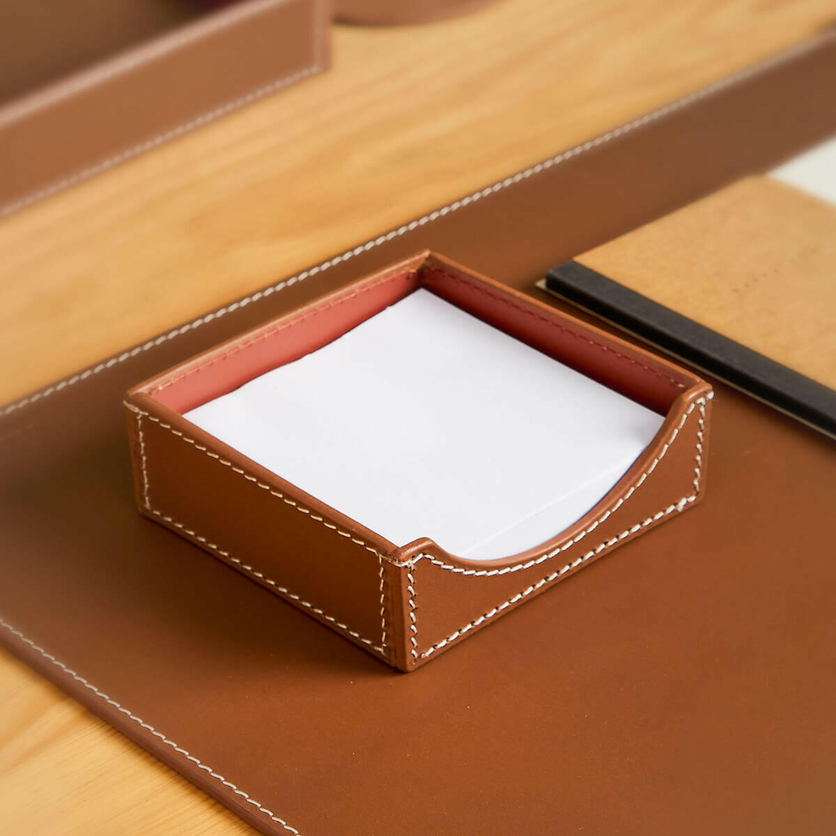 Square Memo Holder Cognac