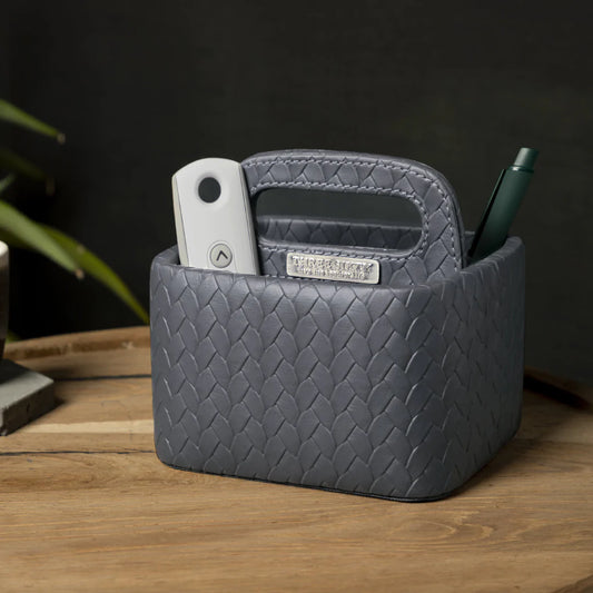 Multipurpose Caddy Grey | Vegan Leather Desk Organizers