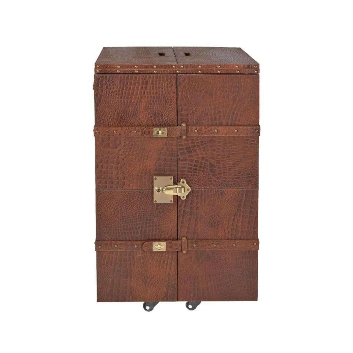 Panama Croco Medium Flap Open Bar Tan