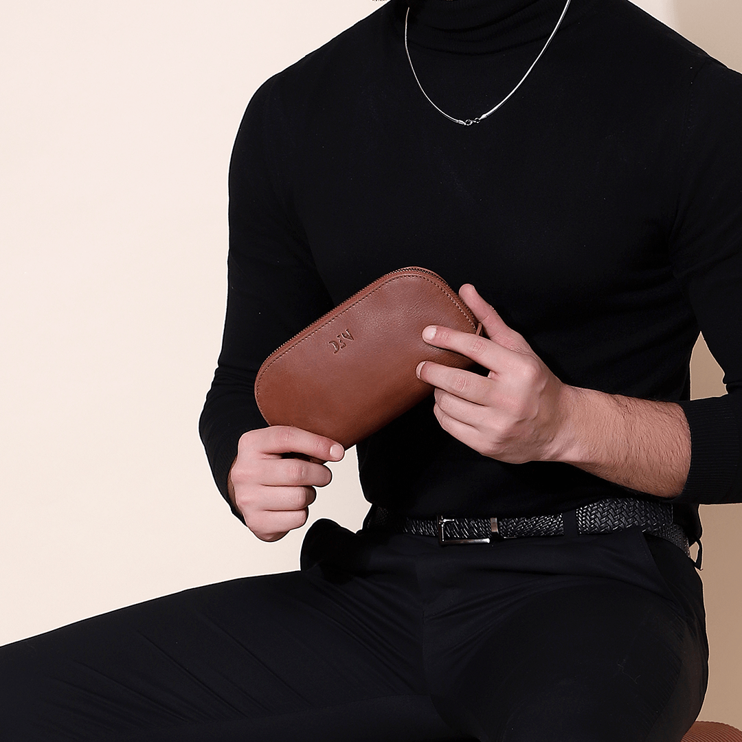 Pouch Bag Cow Waxy Rambler Leather Tan