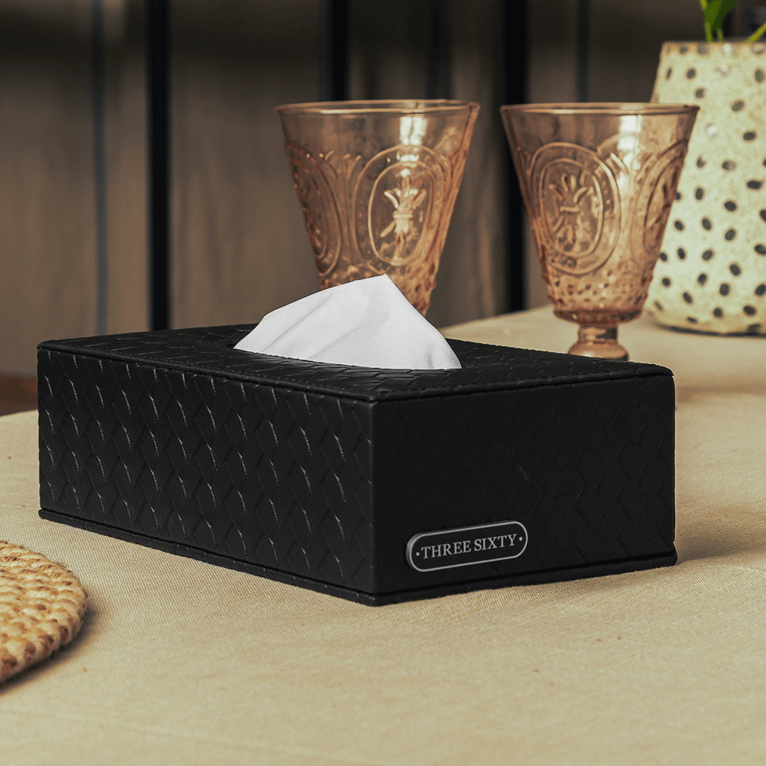 Entwine Black Tissue Box