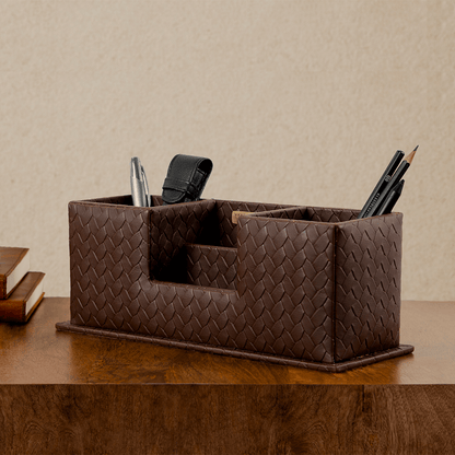 Desk Caddy Brown | Vegan Leather Desk Organizers