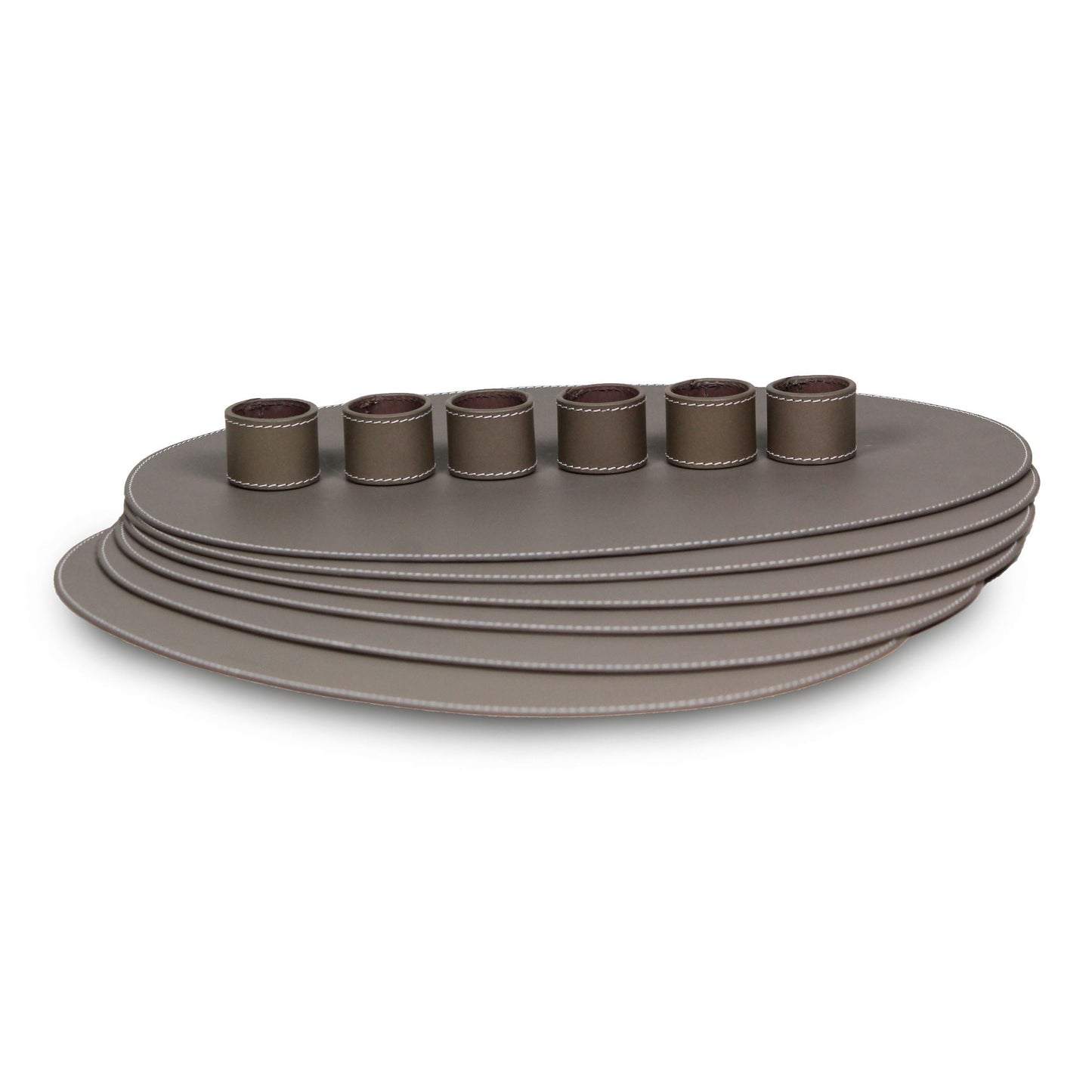 Napkin Holder & Placemats Set Of 4 Taupe
