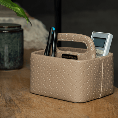 Multipurpose Caddy Beige | Vegan Leather Desk Organizers
