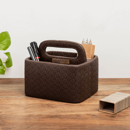 Multipurpose Caddy Brown | Vegan Leather Desk Organizers