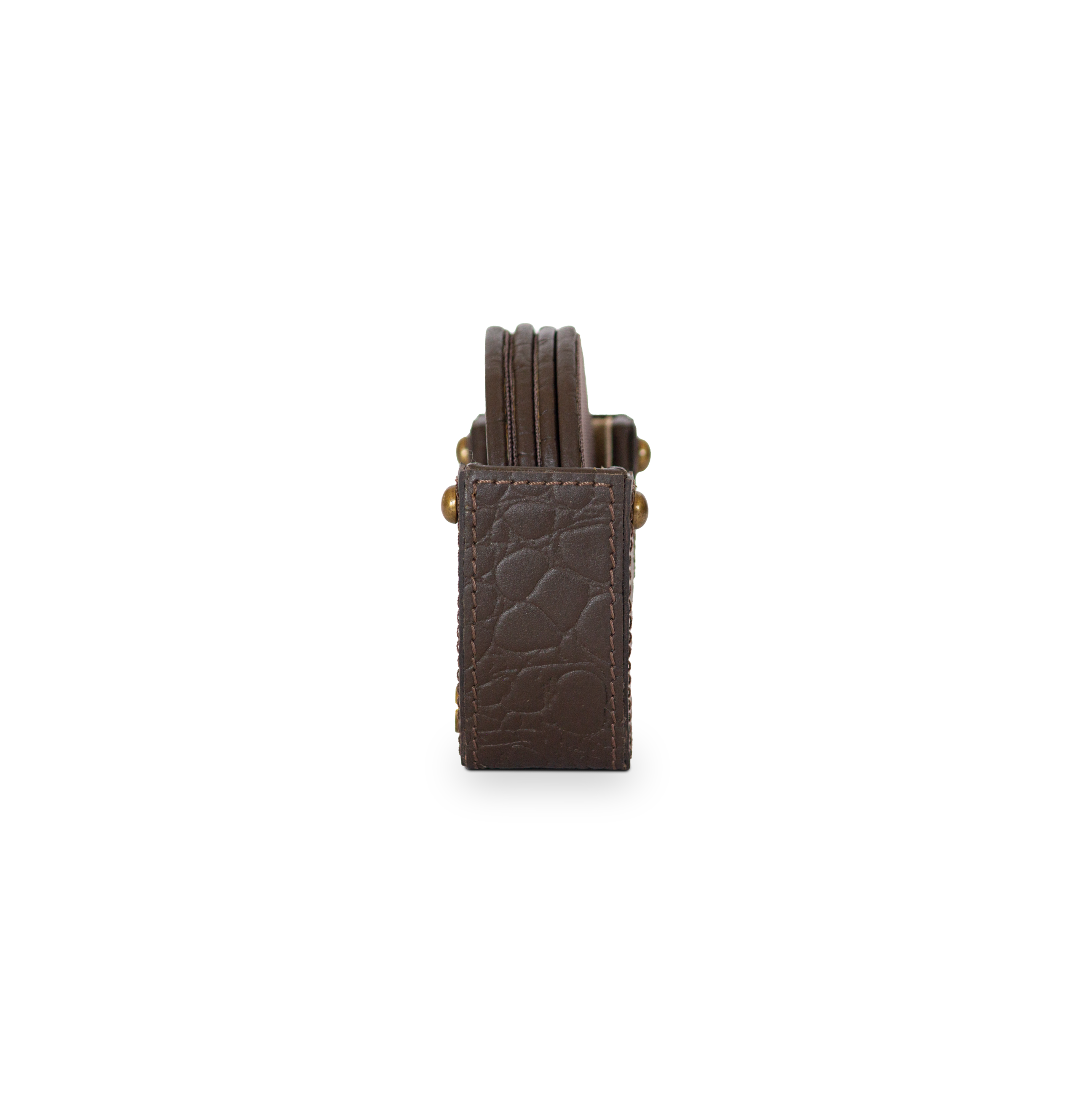 Eden Brown Round Coaster Set of 4 In Genuine Croco Leather