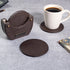 Brown Round Coaster Set of 4 In Genuine Croco Leather