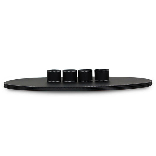 Napkin Holder & Placemats Set Of 4 Black