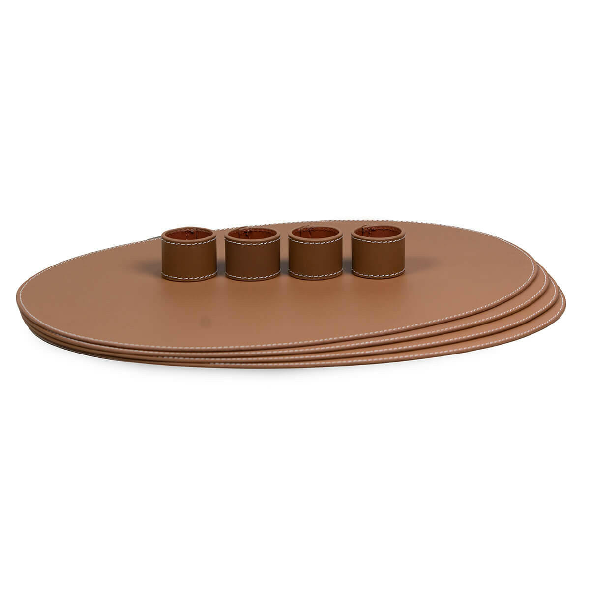 Modella Napkin Holder & Placemats Set Of 4 Cognac