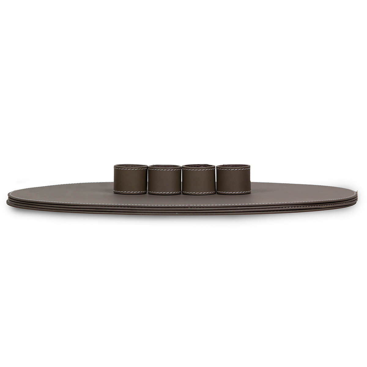 Napkin Holder & Placemats Set Of 4 Taupe