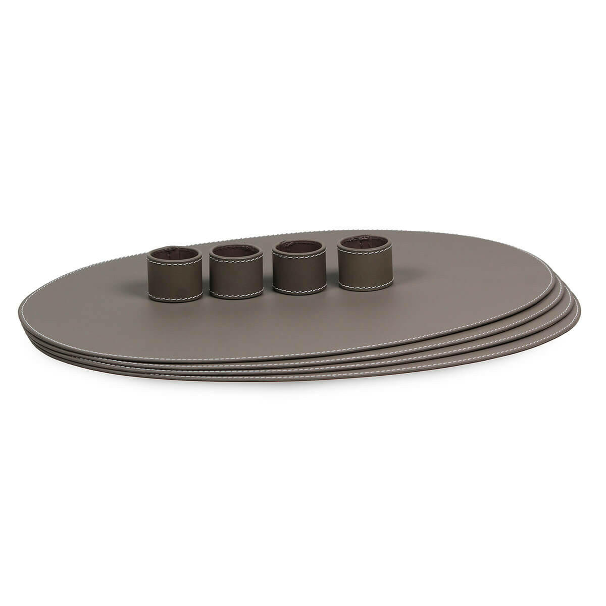 Napkin Holder & Placemats Set Of 4 Taupe