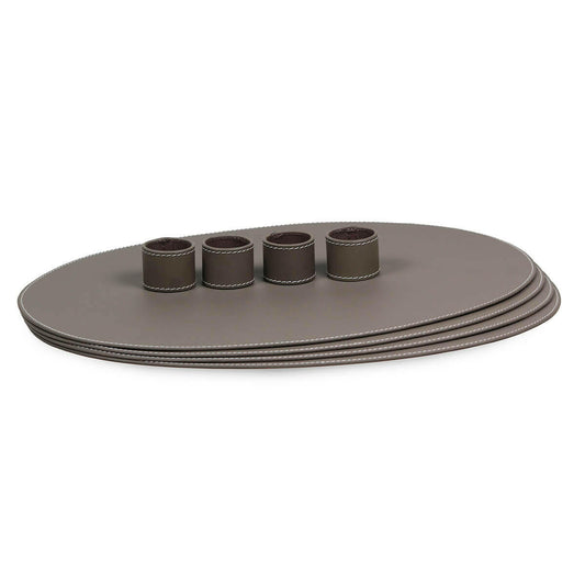 Napkin Holder & Placemats Set Of 4 Taupe