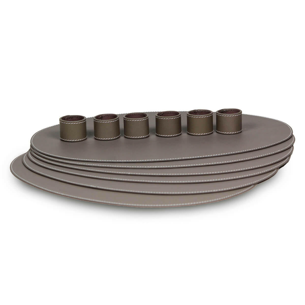Modella Napkin Holder & Placemats Set Of 6 Taupe