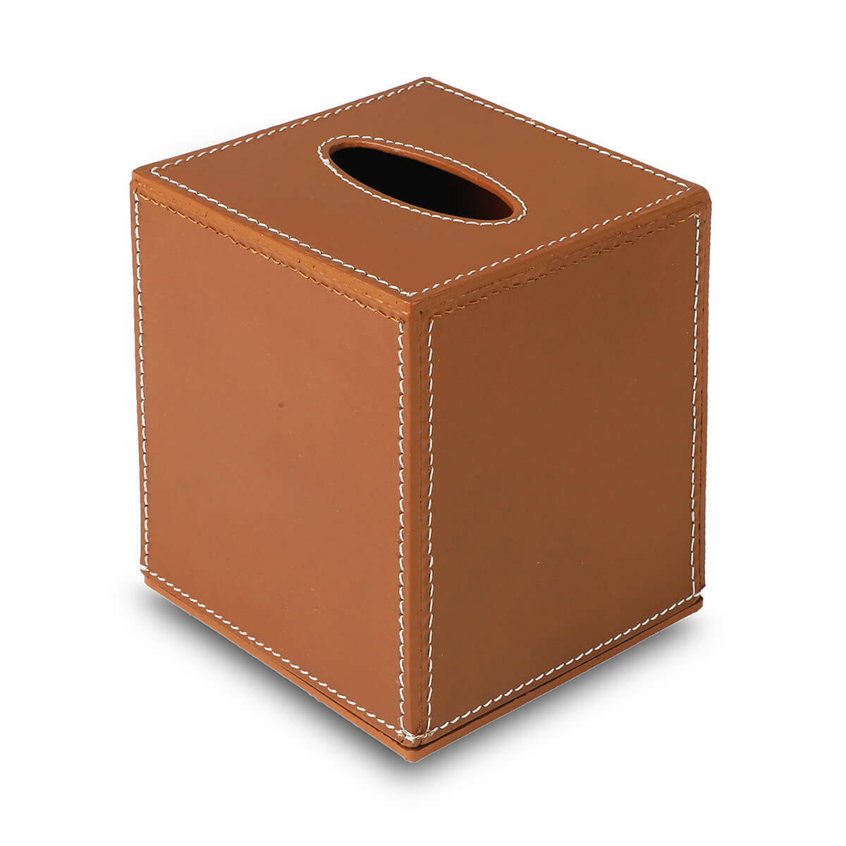 High Tissue Box Holder Cognac