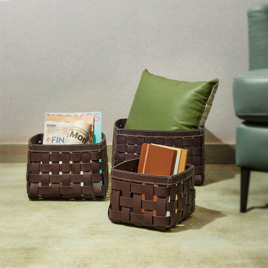 Storage Baskets Set Of 3 Bordeaux