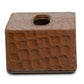 Tissue Box In Genuine Croco Leather Tan