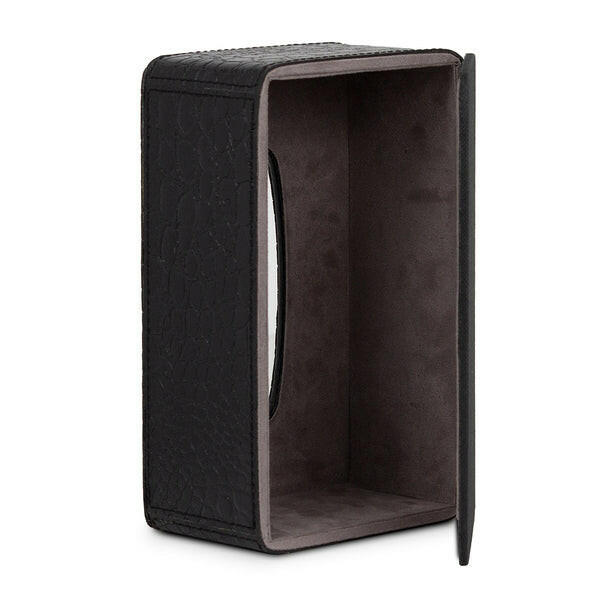 Tissue Box In Genuine Croco Leather Black