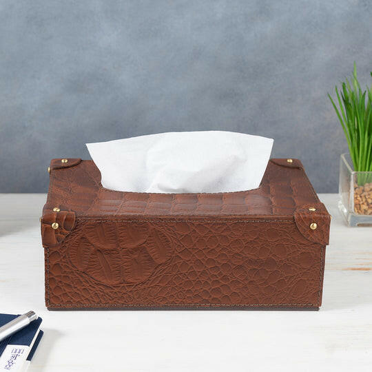 Eden Tissue Box With Rivets Tan