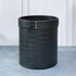 Waste Bin In Genuine Croco Leather Black