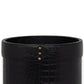 Waste Bin In Genuine Croco Leather Black