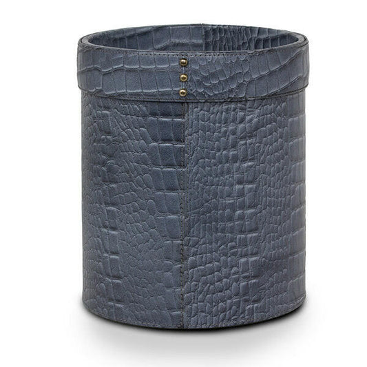 Waste Bin In Genuine Croco Leather Grey