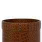 Waste Bin In Genuine Croco Leather Tan