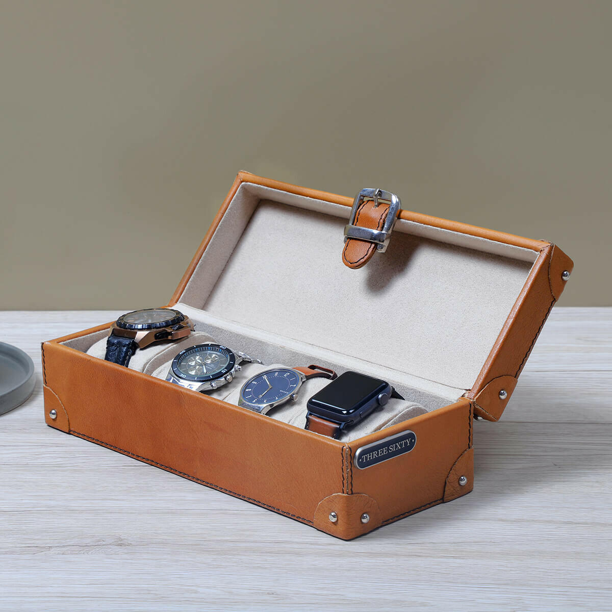 Watch Box of 4 - Tan – Three Sixty Leather