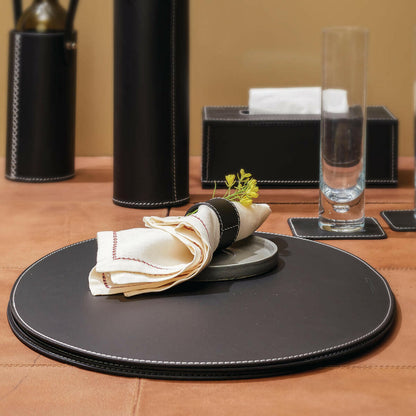 Napkin Holder & Placemats Set Of 4 Black